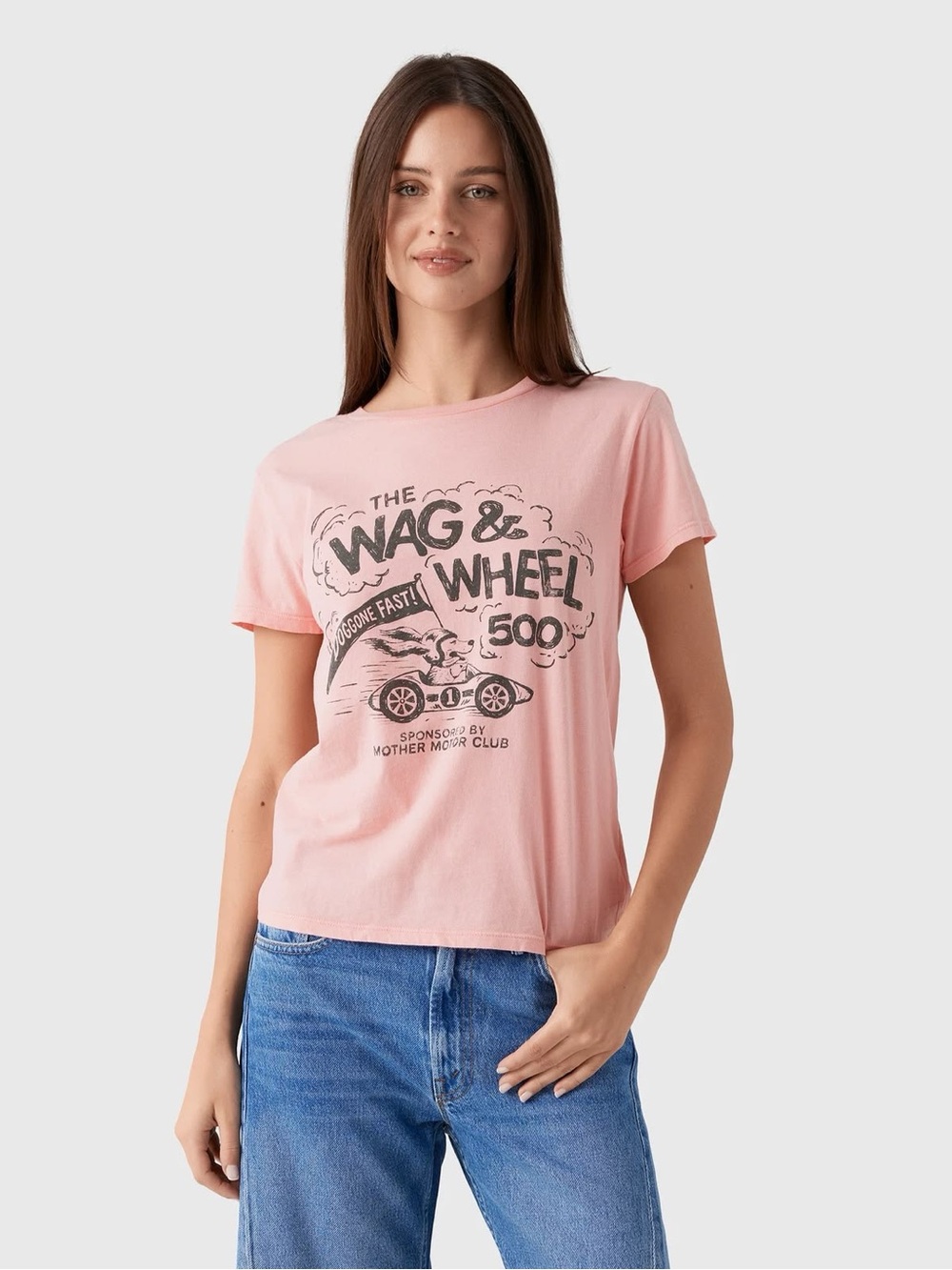 MOTHER Pink Graphic Short Sleeve Tee - Wag & Wheel 500 Print